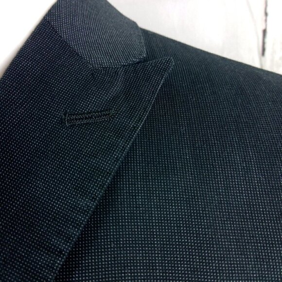JF J.Ferrar Slim 42R 2 Btn Charcoal Birdseye Stiched Lapel Suit Blazer Sport Coa - Picture 5 of 16